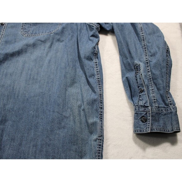 Faded Glory Denim Button Up Shirt Mens Size 2XL Blue Long Sleeve EUC - Picture 6 of 13
